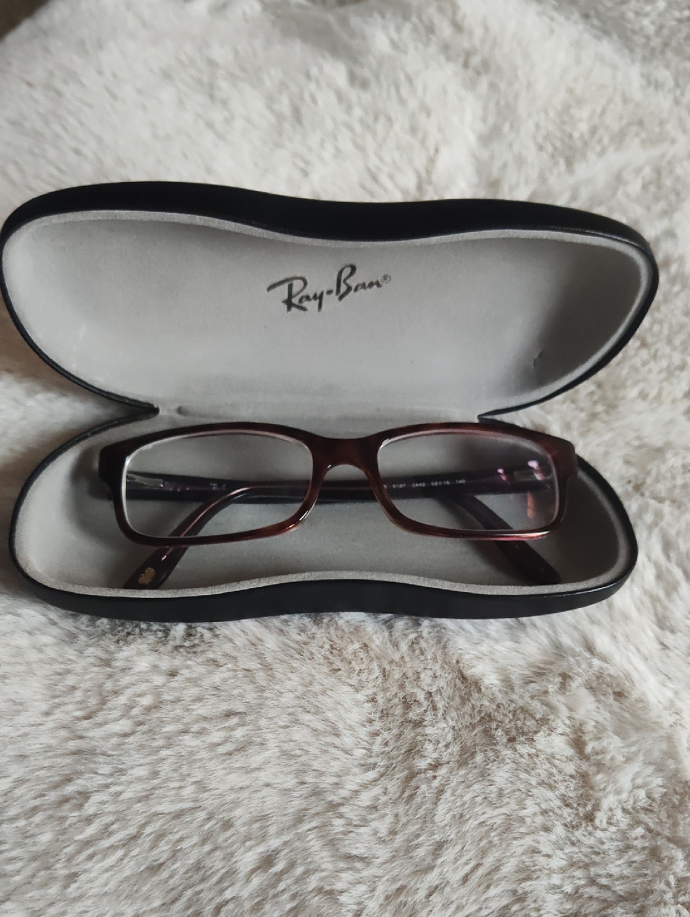 Women's Ray-Ban Rectangular Dark Brown/Lavender Eyeglasses with Black Case